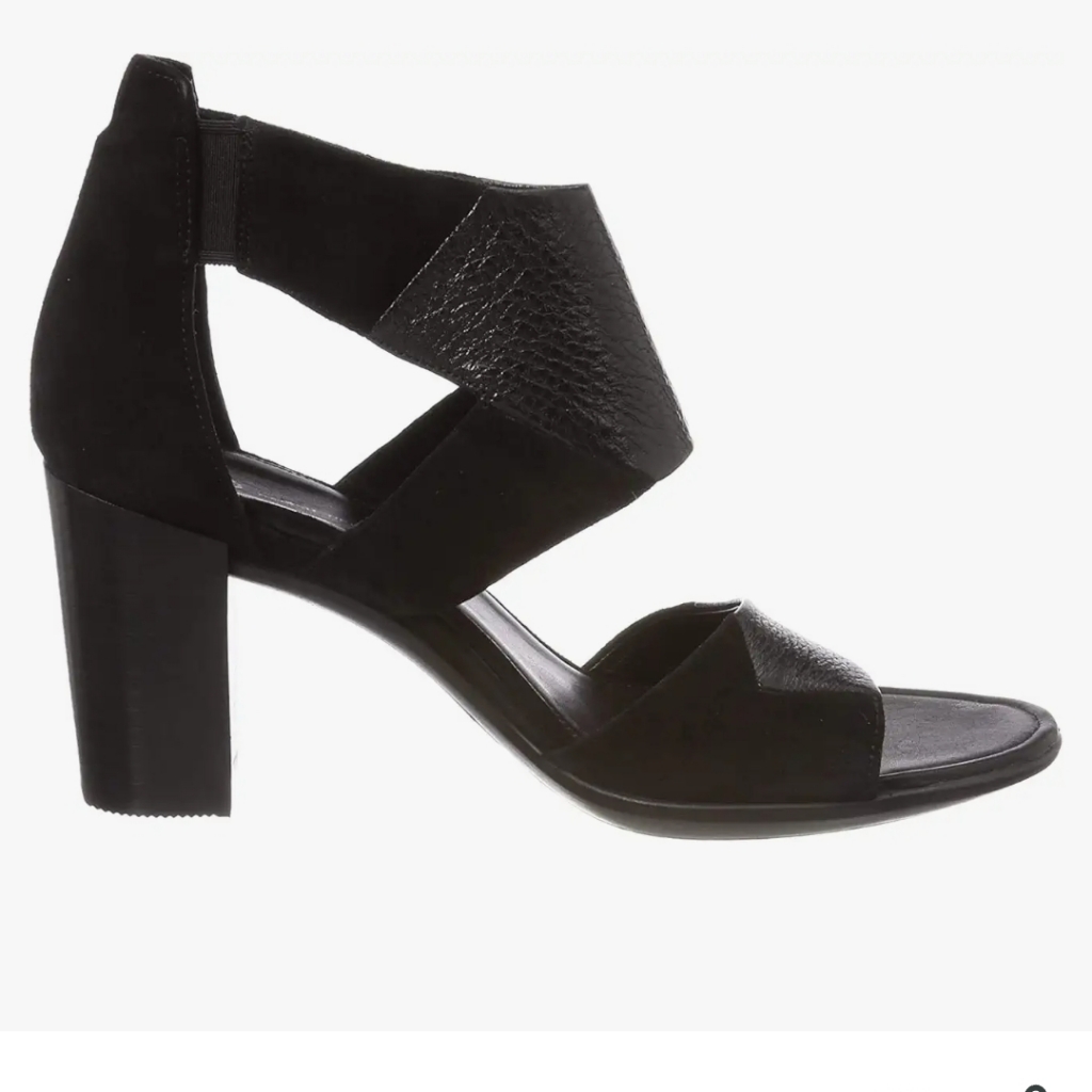 Nib New Ecco Shape 65 Block Heels Leather Suede Black Eu 40, Us 9